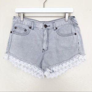 FREE PEOPLE Festival High Rise Denim Shorts Lace